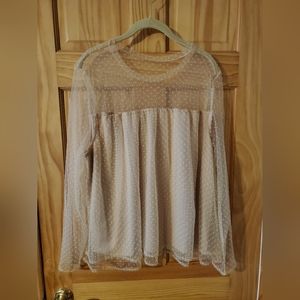 NWT Banana Republic Peach Dobby Top with Tulle Overlay- Size XL